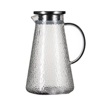 Bouilloire à eau froide durable et écologique en verre borosilicate de haute qualité, grande capacité, couvercle en acier inoxydable transparent, poignée en verre
