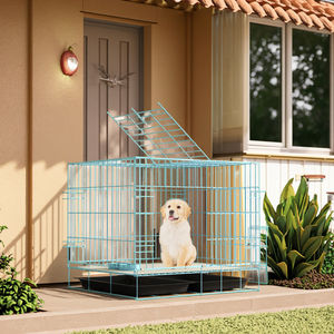 Cage d'élevage en fer classique Offre Spéciale pour animaux de compagnie Cage pour chien à double porte simple fermeture à bouton motif solide plateau en plastique amélioré - Product Image 1