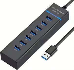 Best Quality High-speed 7 <b>USB</b> Port USB3.0 <b>Hub</b> With LED 7 in 1 Adapter Indication 3.0 <b>HUB</b> Splitter Expansion Adapter - Product Image 1