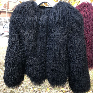 Cappotto in Vera Pelliccia di Pecora Mongola con Collo a O, Personalizzabile, Vendita all'Ingrosso - Product Image 2