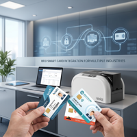 Impresora de Tarjetas Inteligentes HiTi CS-270e, Impresora de Tarjetas de Identificación de PVC de una o dos Caras con Codificación de Banda Magnética RFID IC, 300x600dpi