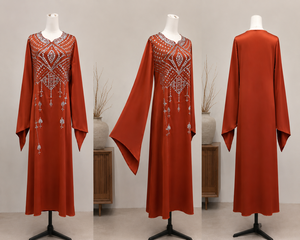 Abaya de Boutique Ornée de Cristaux, <span class=keywords><strong>Robe</strong></span> Musulmane en Satin Premium, Kaftan Élégant de Boutique de Dubaï pour Femmes - Product Image 6