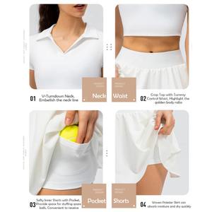 2025 Yaz Yeni Kız Golf Polo Tişörtü Pilili Etek 2 Parça Tenis Seti Kadın Etekleri - Product Image 6