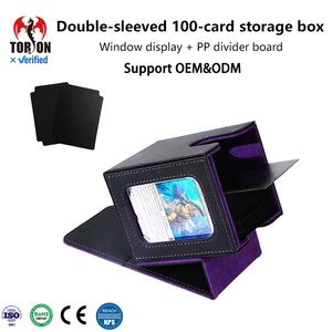   Caja de Cartas con Esquinas Cuadradas para Mayores de 100 Cartas con Doble Funda, Divisores de PP, Carga Lateral, Ecológica, de Cuero PU, Venta al por Mayor - Product Image 1