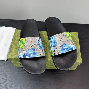 Nouvelles <span class=keywords><strong>sandales</strong></span> décontractées à bout ouvert de style estival de la marque G, imprimé floral bleu/rouge, pour l'extérieur - Product Image 4