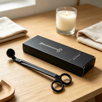 Ciseaux coupe-mèches de luxe en acier inoxydable noir mat avec boîte cadeau – Outil d'entretien pour bougies en pot parfumées