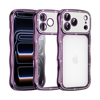 Coque de protection instantanée effet diamant plaqué vague pour iPhone 17 Air 16 15 14 13 ProMax, étui brillant en TPU cristal 16 Plus