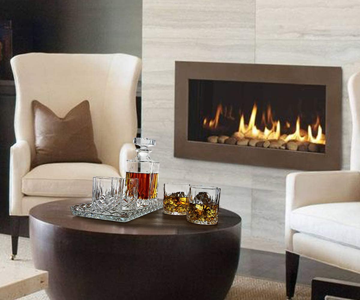 Crystal Whiskey Decanter & Whiskey Glasses Set, Crystal Decanter Set With 4 Whiskey Glasses, Whiskey Decanter Sets
