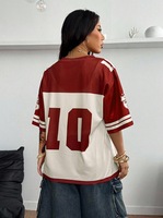 Camiseta Retro de Fútbol Americano para Mujer, Estilo Hip Hop, Holgada, Transpirable, de Manga Corta, Informal y a la Moda