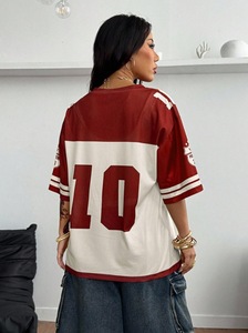 Camiseta Retro de Fútbol Americano para Mujer, Estilo Hip Hop, Holgada, Transpirable, de Manga Corta, Informal y a la Moda - Product Image 3