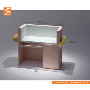 Tùy chỉnh chất lượng cao thép không gỉ MDF kính tiếp nhận bàn cho Thẩm mỹ viện trung tâm mua sắm chất lượng giới thiệu đồ nội thất - Product Image 5