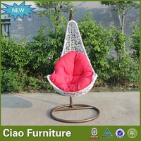 Fauteuil suspendu d'extérieur en rotin PE rond, pour véranda et patio, pour une personne, avec coussin – Vente en gros usine
