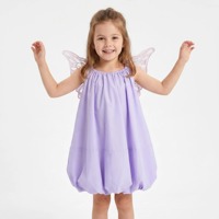 Robe de fête pour enfants, costume de fée princesse avec ailes de papillon, couleur lavande, pour tout-petits, ourlet bouffant, vêtements de créateur, sans manches, en coton