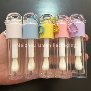 ISMAN Tubes de brillant à <span class=keywords><strong>lèvres</strong></span> vides 6ml, couleurs rose, blanc, jaune, bleu, violet, avec capuchon transparent, applicateur Doe Foot et chaîne - Product Image 5