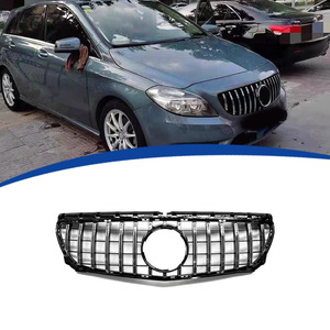 Grille de calandre de style GT pour Mercedes-Benz Classe B W246, ABS noir avec bandes argentées, 2012-2014 - Product Image 1