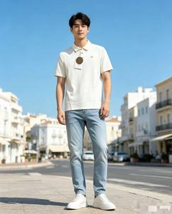 <span class=keywords><strong>Polo</strong></span> estiva da uomo con risvolto, maniche corte, stampa trendy, casual, giovanile, versatile, tinta unita. - Product Image 1