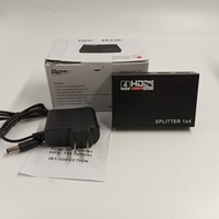 Répartiteur HD 2.0 avec boîtier métallique, commutateur 1 entrée 4 sorties, 1080P 3D Ultra 2K HDCP, mini amplificateur 4 voies avec adaptateur d'alimentation DC 5V