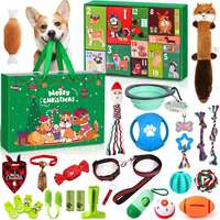 PAIPET Calendrier de l'Avent pour chiens de 24 jours, boîte cadeau de Noël pour chiens avec jouets à mâcher, collier, laisse, accessoires de toilettage, personnalisable