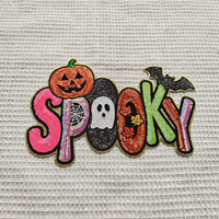 Patch brodé personnalisé Halloween effrayant à sequins, grande citrouille, fantôme, chauve-souris, feuille d'érable, pour veste, sweat à capuche, sac, DIY