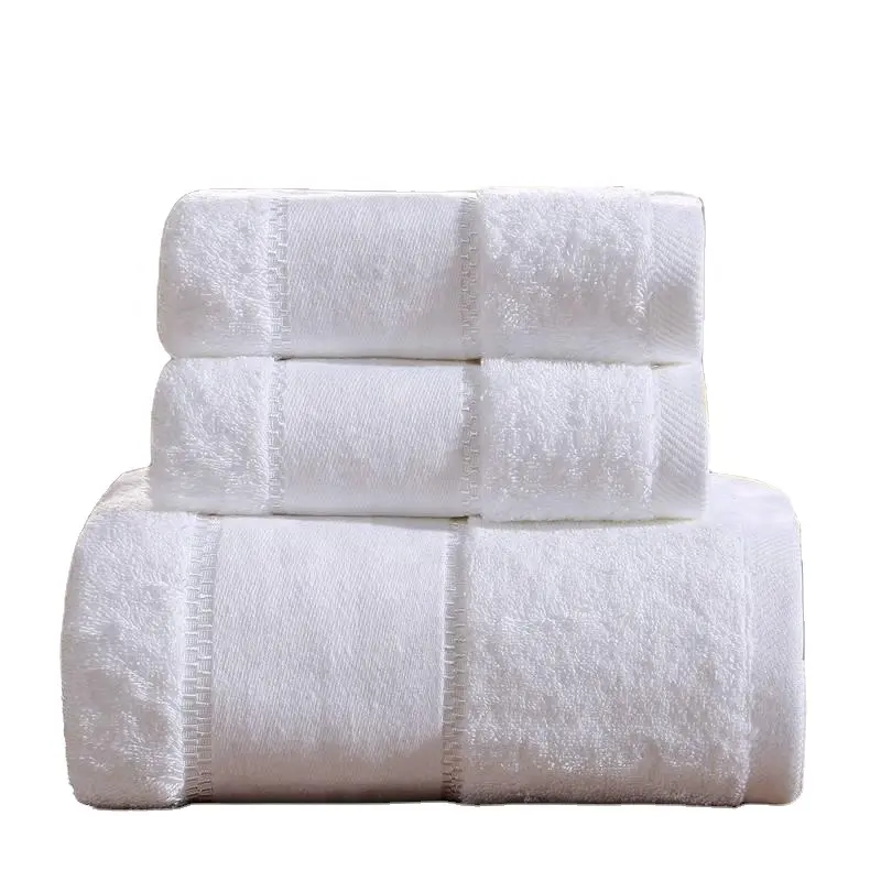 500g 70cm 140cm branco retangular algodão hotel toalha de banho com logotipo bordado