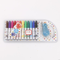 Marqueur d'eau en plastique non toxique pour enfants, 1 pièce, pointe en feutre, dessin animé, stylo aquarelle, 12 pièces