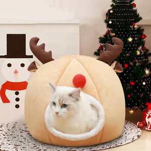 Köpek yatağı noel ren geyiği kapalı kedi yatak sıcak lüks rahat kedi yatağı çıkarılabilir ve yıkama pet malzemeleri - Product Image 2