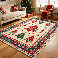 Tapis de Noël neutre imprimé sur mesure, lavable en machine, tapis marron géométrique avec arbre de Noël, antidérapant, pour salon