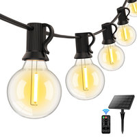 Guirlandes solaires G40 pour l'extérieur, ampoules LED étanches, télécommande, recharge USB, décoration de jardin, patio, camping