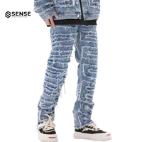 Fabricants de jeans sur mesure, streetwear, hip hop, jeans évasés très usés, pour hommes