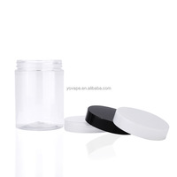Toples Scrub badan persegi plastik Pet, wadah 100 Gr 200gr 250g 250ml Pot krim kosmetik dengan segel tutup hitam/putih