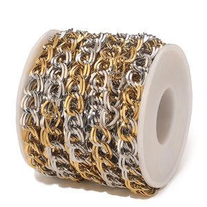 Cadena <span class=keywords><strong>de</strong></span> <span class=keywords><strong>dos</strong></span> colores única <span class=keywords><strong>de</strong></span> alta calidad D245, collar a granel chapado en oro plateado, fabricación <span class=keywords><strong>de</strong></span> pulseras, cadena <span class=keywords><strong>de</strong></span> eslabones, venta al por mayor - Product Image 4