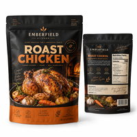 Sacs d'emballage personnalisés pour poulet rôti, sacs à fond plat pour viande à emporter, sacs thermoscellables