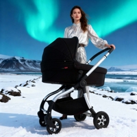 Poussette multifonctionnelle 4 en 1 pour bébé, poussette pliable de luxe pour nouveau-né, poussette de voyage