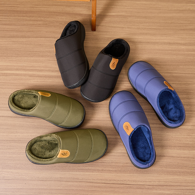 Mens Waterproof Closed Toe Outdoor Memory Foam Slip on Indoor House Shoes Loafers