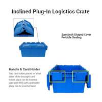 Conteneur de stockage en entrepôt, empilable, avec couvercle attaché, en plastique industriel, réutilisable, pour déménagement