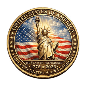 Moneda Conmemorativa del 250 Aniversario de la Independencia de Estados Unidos, Artesanía Metálica, Estatua de la Libertad, Decoración con la Bandera, Regalo - Product Image 2