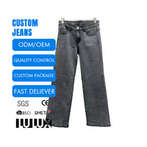 جينز رجالي مخصص بتصميم ODM قابل للغسل، بنمط هيب هوب مستقيم وفضفاض بأنماط متنوعة - Product Image 1