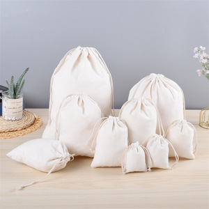 カスタマイズロゴプリント環境にやさしい再利用可能キャンバスダストカバーバッグジュエリー包装ポーチコットンドローストリングバッグ - Product Image 1