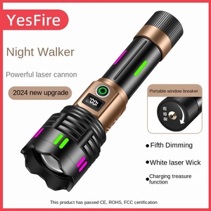 Lampe torche LED en aluminium YesFire Nightcrawler, super lumineuse, IP65, rechargeable par USB, pour patrouille en extérieur, conduite nocturne, longue durée, cassée - Product Image 4