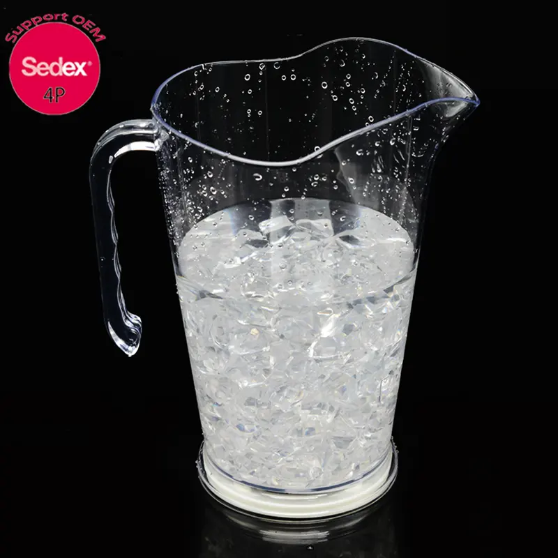 Clear plastic LED crystal beer pitcher 1.5L acrylic water jug