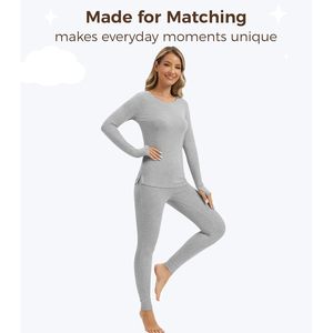 Ropa térmica para mujer, conjunto de camiseta y pantalones largos, capa base suave, pantalones de viscosa de bambú, pijamas de talla S a XXL, ropa abrigada para invierno. - Product Image 2