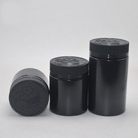 Bocaux PET à parois droites et à large ouverture 2oz 3oz 4oz 5oz 7oz, en plastique noir mat ou brillant avec bouchon sécurité enfant pour compléments alimentaires