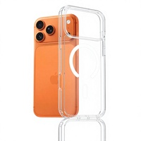 Coque de téléphone magnétique antichoc transparente en TPU+PC personnalisée pour iPhone 18 Pro Max 17 16 15 14 13 Pro Max