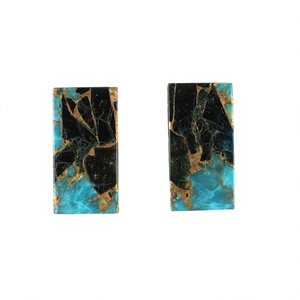 Piedras Preciosas de Cuarzo Turquesa Azul Negro Cobre, Naturales, Lisas, Planas, Rectangulares, de Alta Calidad, 8x16mm, para Joyería - Product Image 1