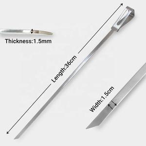 14 pouces en acier inoxydable 4 pièces Camping Portable charbon de bois extérieur Rack <span class=keywords><strong>Set</strong></span> BBQ Griller Kebab Brochettes - Product Image 2