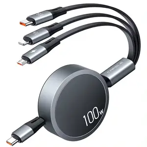 Cabo USB de carregamento rápido 100 W 105 cm 20 V 5A 3 em 1 Cabo USB C Carregador de telefone para celular e laptop