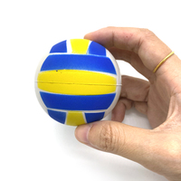 Ballon anti-stress mini volley-ball en PU bleu, jaune et blanc, personnalisable, jouet de compression pour les mains, idéal pour les clubs sportifs, cadeau promotionnel.