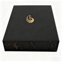 Boîte cadeau pliable en carton rigide noir mat de luxe avec logo personnalisé de qualité supérieure, fermeture magnétique vide