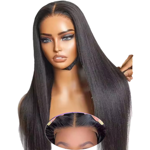 <span class=keywords><strong>Ariana</strong></span> Grande Inspiré 12A Sans Colle Avant de Lacet Perruque 5X5 Noeud Blanchi Brésilien Remy Cheveux 14 Pouces Long Naturel Transparent HD - Product Image 1