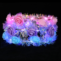 Persediaan Pesta Lampu Led Mahkota Bunga Natal Tahun Baru Bando Bunga LED Lucu untuk Anak-anak